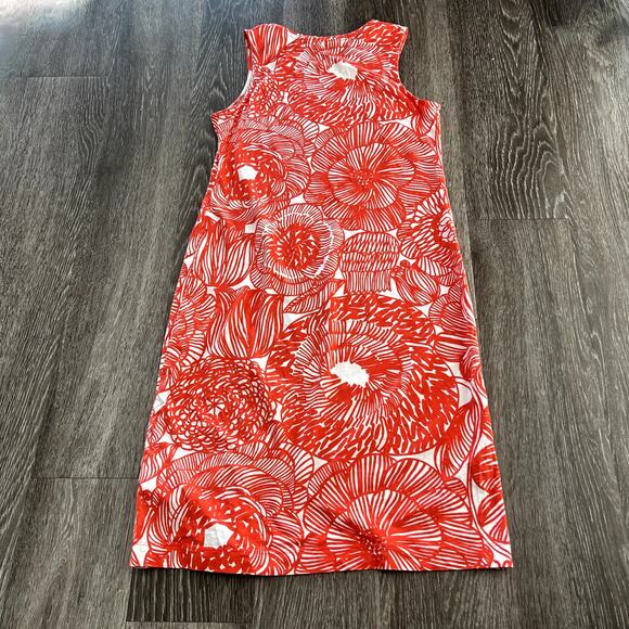 EUC Marimekko Red Floral Print Sleeveless Cotton Dress Small Valve 100% Cotton - Picture 12 of 13